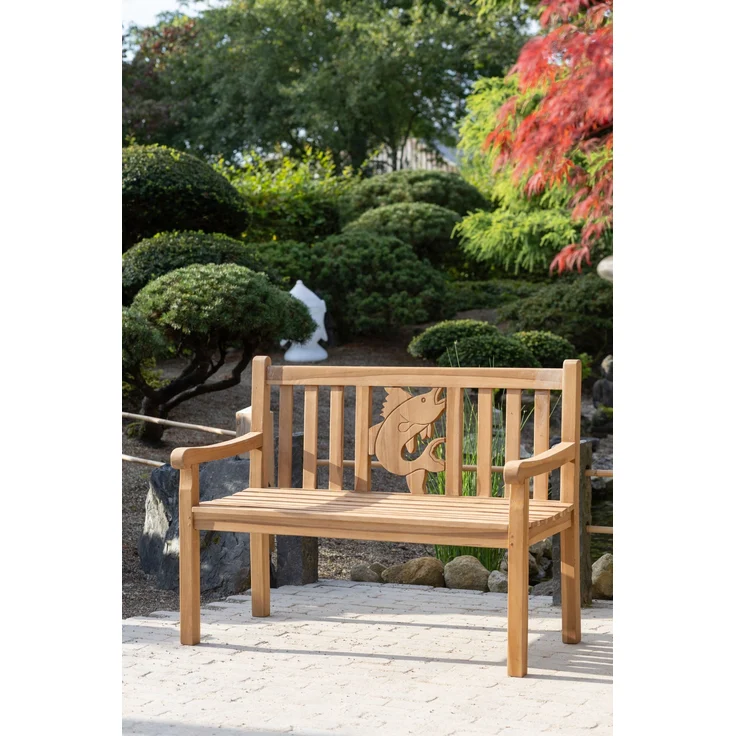 Teakholz Gartenbank Fisch 120 cm – Bild 6
