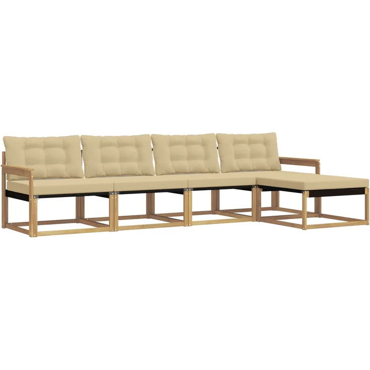 vidaXL Outdoor-Sofagarnitur 5 stk. 5-Sitzer Weiß und Beige 3388583 – Bild 2