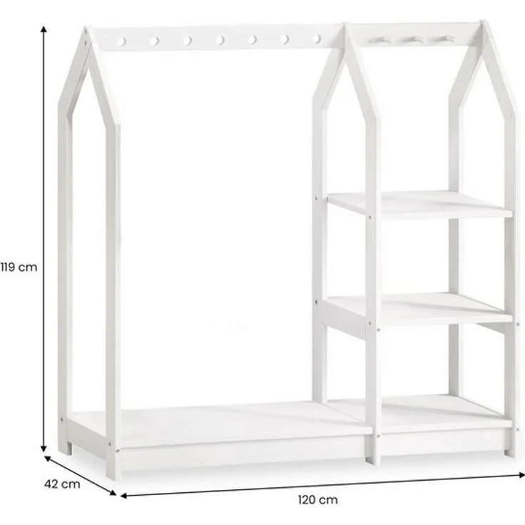 IDIMEX Kinderkleiderschrank SALLY Kindergarderobe im Haus Design, 4 Ablagen & Kleiderstange weiß – Bild 3