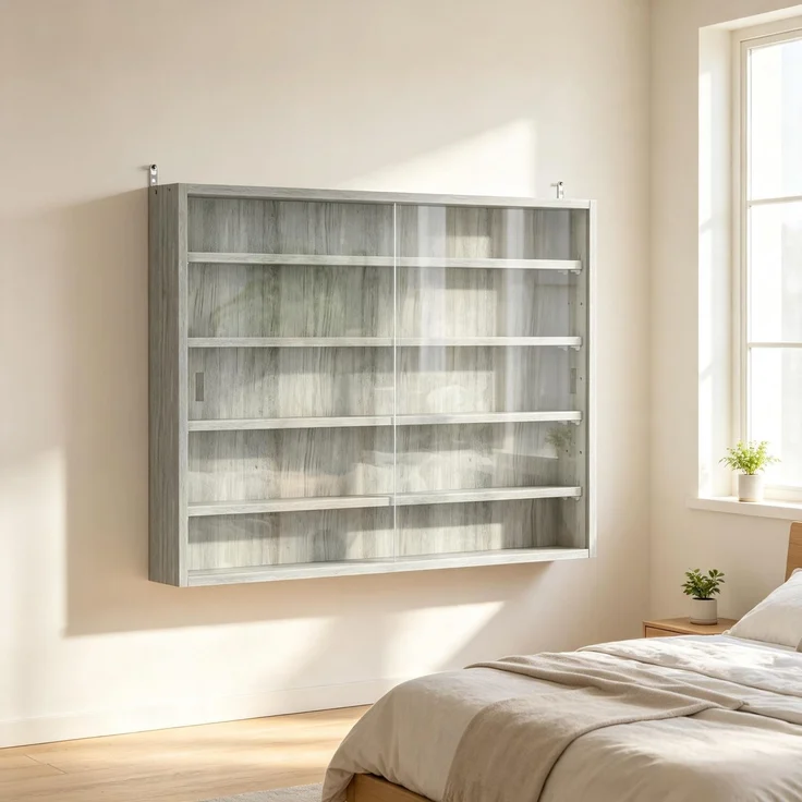 Ausstellungsschrank,Moderner Glasvitrine Schrank,Wandmontierter Vitrinenschrank,Ideal zur Präsentation von Sammlerstücken und Dekorationsobjekten(nur mit Wandmontierter Vitrinenschrank)--Herde--80x9.5x60cm--YOUDENOVA – Bild 2