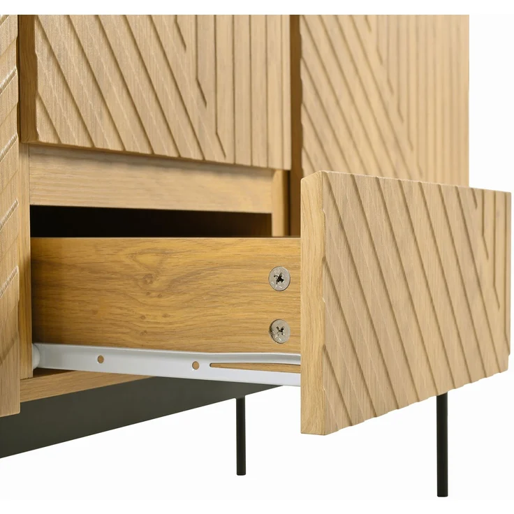DESVIAE Sideboard mit Schubladen und verstellbaren Regalböden, 150x75x40 cm, Spanplatte, Natur – Bild 6