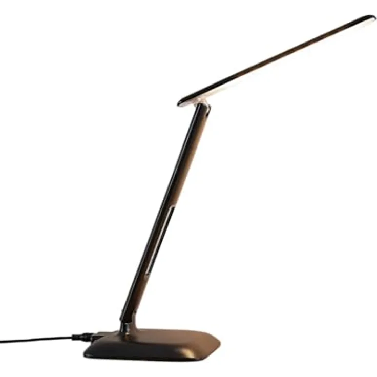 Lindby Ludmilla LED-Tischlampe, dimmbar mit Digitalanzeige, Farbwechselfunktion, Thermometer und USB-Port, schwarz