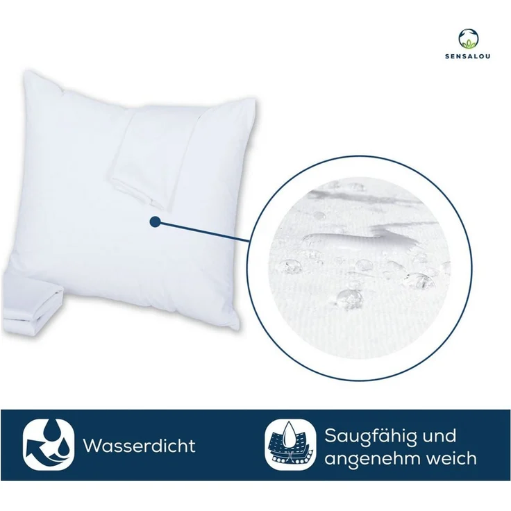Sensalou Kissenbezug Kissenbezug wasserdicht Doppelpack - Kopfkissen Bezüge, (2 Stück), Wasserdicht, Atmungsaktiv, Reißverschluss – Bild 2