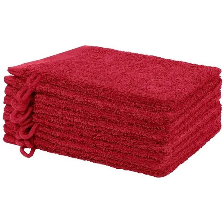 NatureMark Waschhandschuh Waschhandschuhe 500 gsm (10er-Set), 100% Baumwolle (10-St), Premium Frottier Waschhandschuhe, 15x21cm, Bordeaux rot – Bild 4