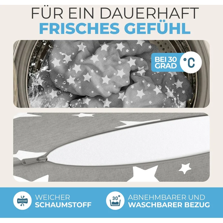 ELONEO Klappmatratze, Gästematratze, 3-teilige Faltmatratze, Schaumstoff extra dick (15cm), waschbar, Bandscheibenwürfel, klappbar, Faltbare Matratze, Erwachsene (Sterne, 90 x 200 x 15 cm) – Bild 5