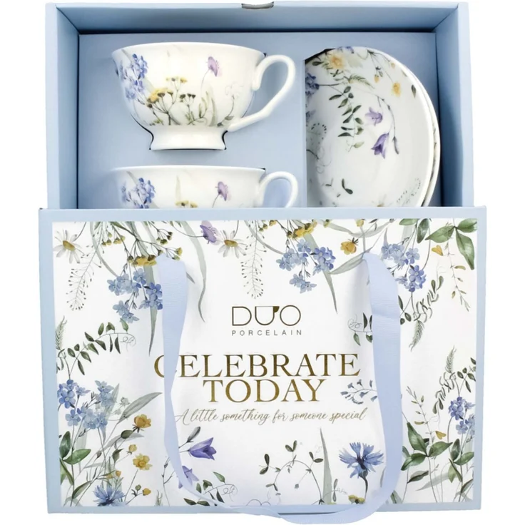 DUO 2er-Set Tassen MELODY, 250 ml mit Untertassen, New Bone China Porzellan, in Geschenkbox – Bild 2