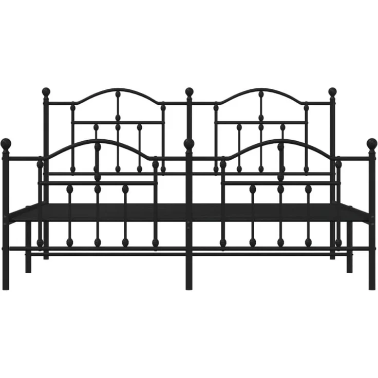 vidaXL Metallbett ohne Matratze mit Fußteil Schwarz 160x200 cm 353460 – Bild 4