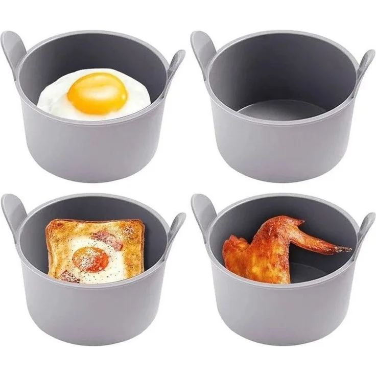MEGAGOODS Auflaufform 4er-Set Silikonformen XL für Airfryer Muffins Eierpochierer DE.