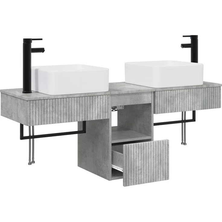 vidaXL Badezimmerschrank-Set 3 stk. Betongrau 130 x 41 x 80 cm 3405600 – Bild 4