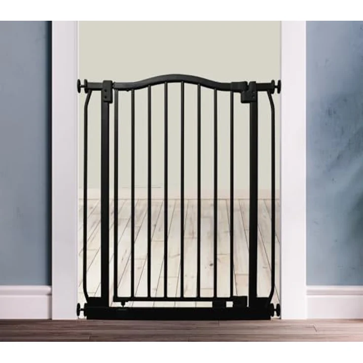 Safetots Treppenschutzgitter mit gebogenem oberen Teil, 71cm - 80cm, Mattschwarz, Treppenschutzgitter mit Druckbefestigung, Babygitter für Türen – Bild 3