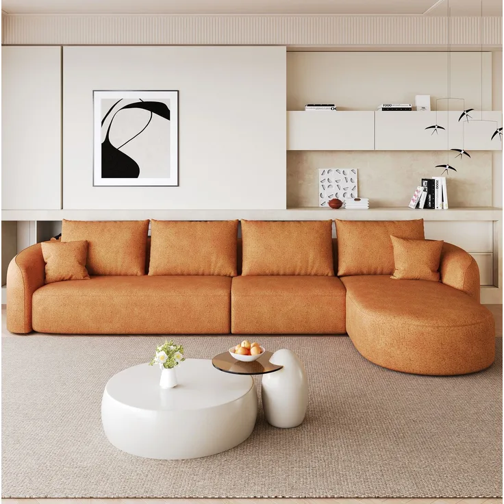 Ecksofa 336x168x85 cm in Orange aus Schneidler-Stoff – L-Form mit hochelastischer Schaumstoffpolsterung