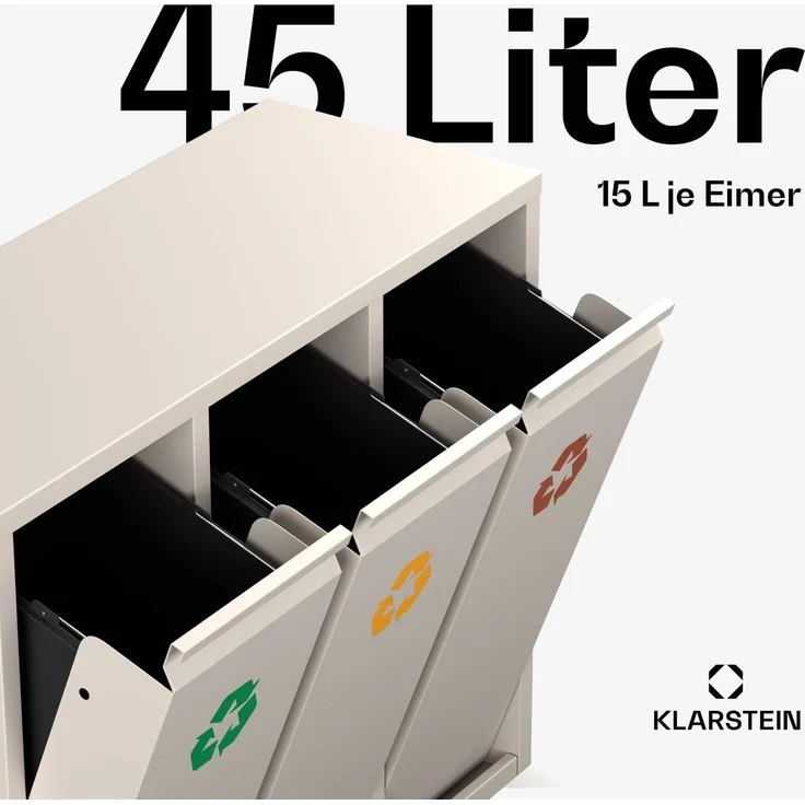 Klarstein Mülleimer Ordnungshüter 3, Mülleimer 3 Fach Treteimer Trash Bin Schwarz – Bild 10