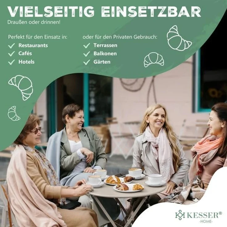 KESSER® Bistroset, 3-teilig, Bistrotisch mit 2 Stühle, inkl. Abdeckung, klappbar, Metall Cappuccino – Bild 6