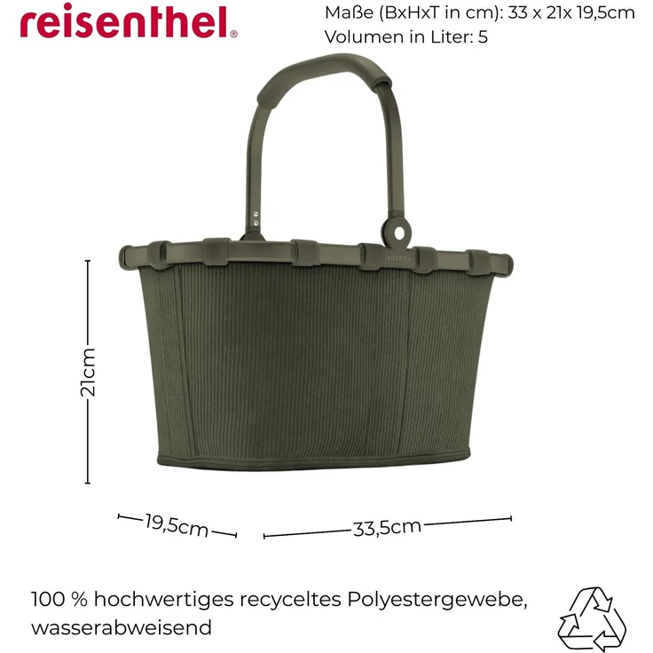 reisenthel Carrybag BN5057 XS cord dark matcha Einkaufskorb Tragekorb – Bild 3