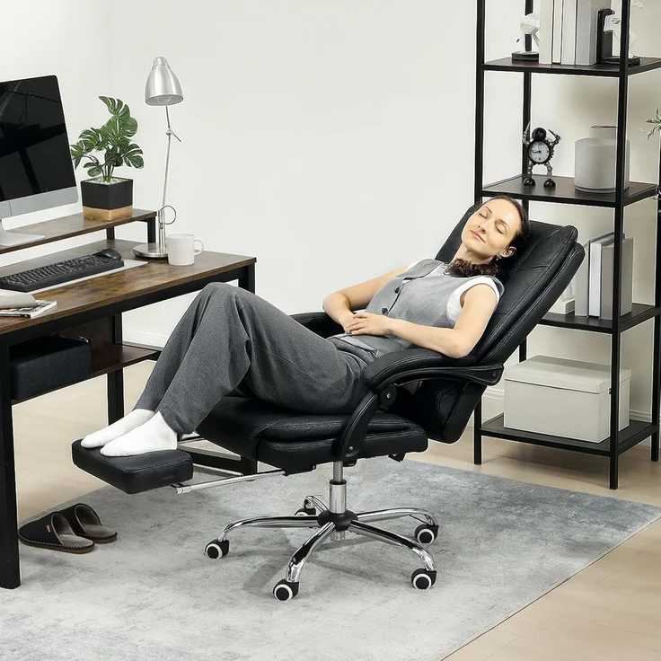 Vinsetto Schreibtischstuhl Bürostuhl mit Vibrationsmassage Chefsessel mit Lendenwärmer (Drehstuhl, 1 St), Höhenverstellbar Schreibtischstuhl mit Lendenwirbelstütze, drehbar – Bild 9