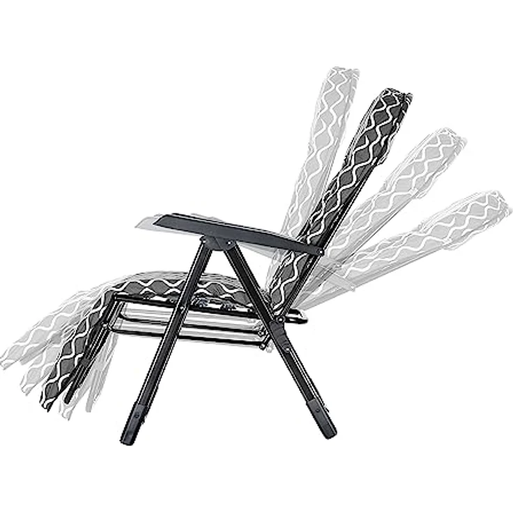 Kadax Gartenliegestuhl, Metall, Weiß und Grau, 58x147 cm, einstellbare Lehne, mit Kissen und Fußstütze – Bild 9