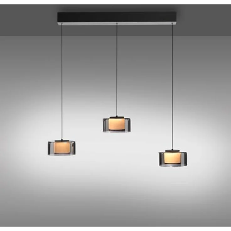 Paul Neuhaus LED-Hängelampe Rika, 71 cm, dreiflammig, dimmbar, höhenverstellbar, Glas, schwarz – Bild 4