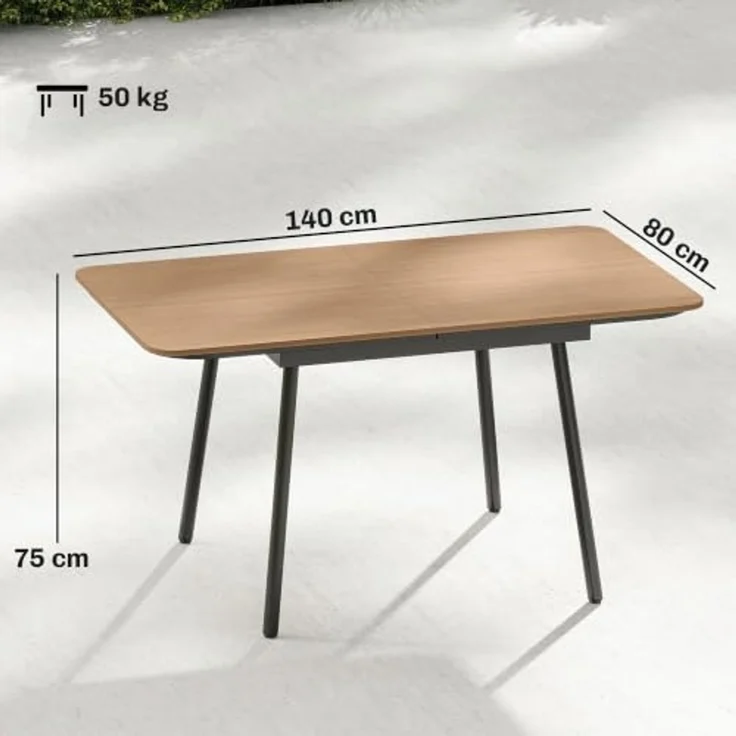 Outsunny Gartentisch Balkontisch mit WPC-Tischplatte Holzoptik verstellbare Füße (Terrassentisch, 1-St, Outdoor Esstisch), für Garten Balkon Terrasse Teak – Bild 3