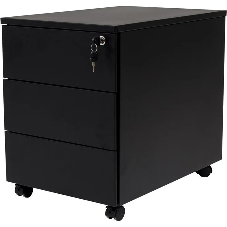 Schreibtisch und Stahl Rollcontainer, 3 Schübe, Buche, 160x80x75 cm – Bild 4