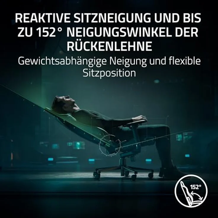 RAZER ISKUR V2 Schwarz / Grün - Gaming-Stuhl mit integrierter Lendenwirbelstütze – Bild 6