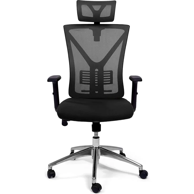 TPFLiving Premium XL Bürostuhl Zeus, ergonomischer Schreibtischstuhl | Inkl. verstellbare Lordosenstütze | Atmungsaktives Mesh-Material | Schwerlast Chefsessel | Belastbar bis 200 kg | Farbe: Schwarz
