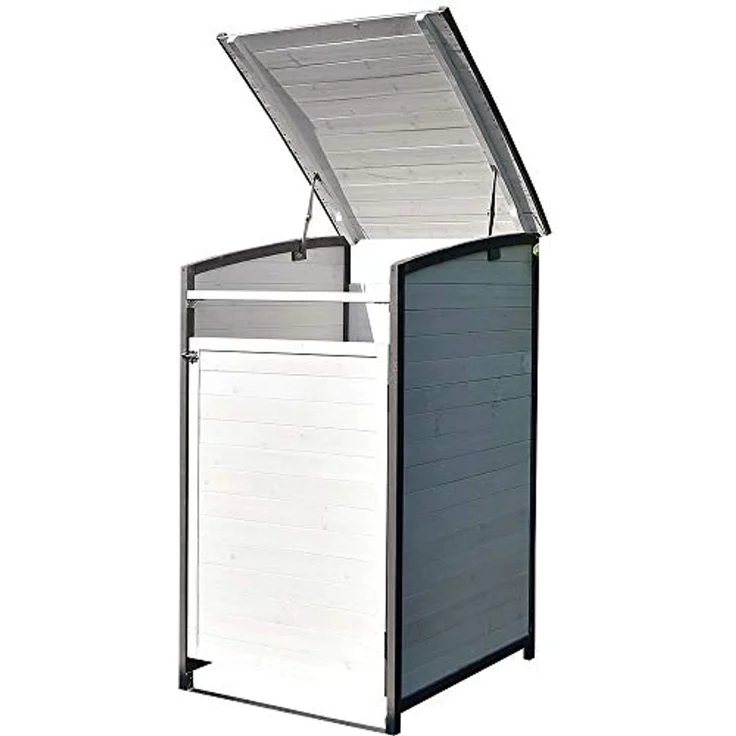 Mülltonnenverkleidung grau Einzelbox 2x 120L oder 240L Gartenbox Zinkdach – Bild 2