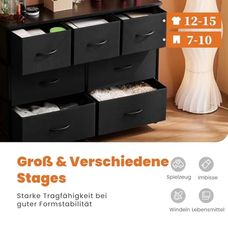Sweetcrispy Kommode mit Stoffschubladen, Schwarz – Bild 4