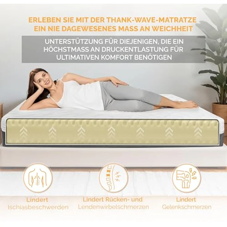 TANHK Wave Flow Smart Comfort Memory Foam Matratze | orthopädische Unterstützung mit Kaltluftzirkulationstechnologie | hypoallergener und atmungsaktiver Stoff | Made in Italy | 135x190 cm – Bild 6