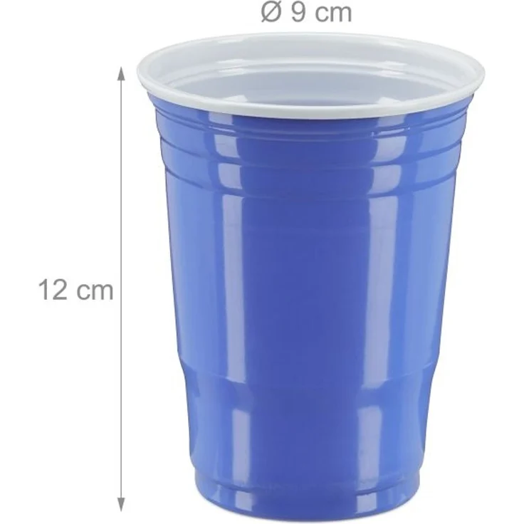 Relaxdays Bier Pong Set, 200 Becher, Kunststoff rot / blau, 473 ml – Bild 3