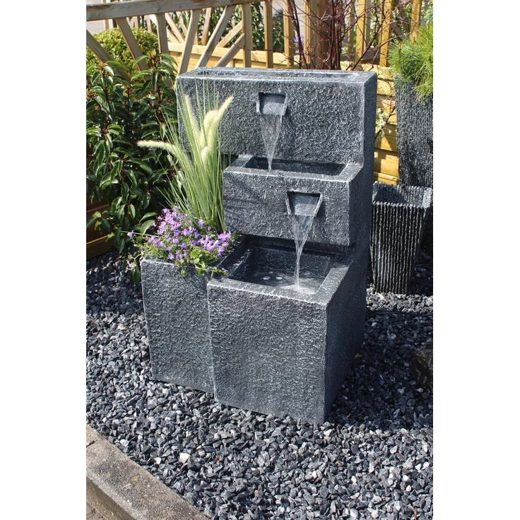 Arnusa Gartenbrunnen Grada Springbrunnen, (Komplett-Set), mit LED Beleuchtung und Pflanzbecken – Bild 5