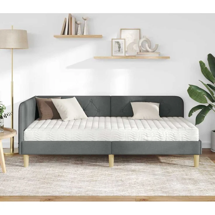 vidaXL Eckbettgestell Dunkelgrau 100 x 200 cm Stoff 3394126 – Bild 3