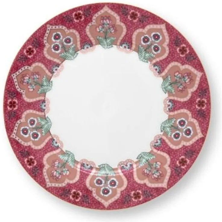 Pip Studio Frühstücksteller Flower Festival Deco Dark Pink (21 cm) 51.001.295