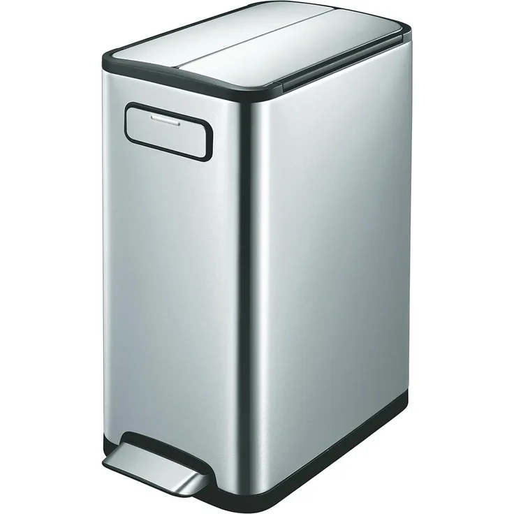 Pedalabfallbehälter EKO Ecofly mattes Stahl/Edelstahl 2 Kammern 2x20 l Kunststoff-Innenbehälter Soft-Close