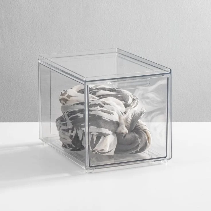 mDesign Stapelbox Aufbewahrung Organizer Ablage 2er-Set Kunststoff Transparent – Bild 3