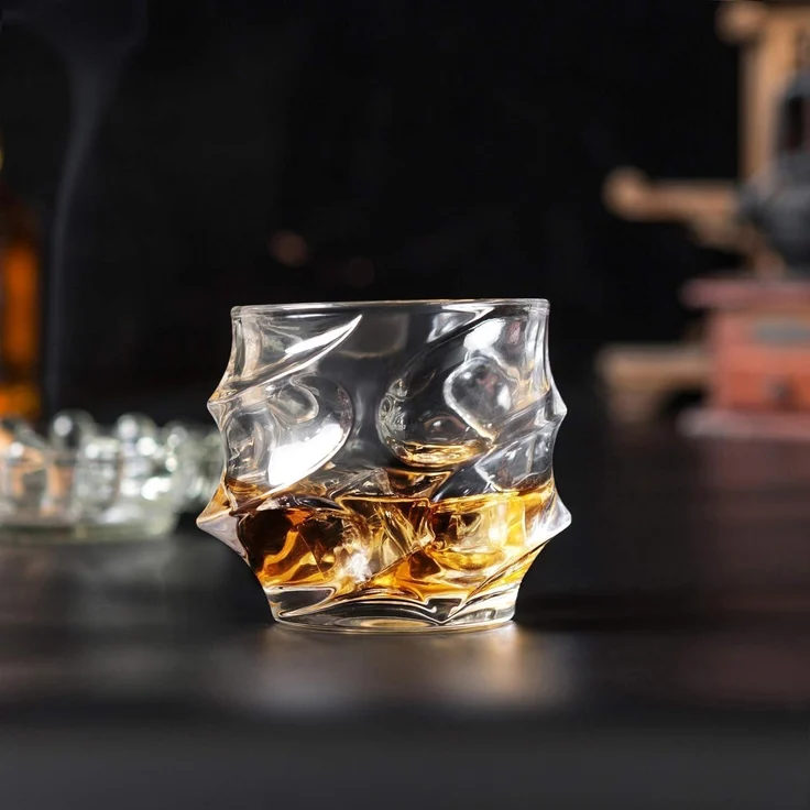 4-teiliges Bleifrei Kristall Whisky Gläser Set 320ml Luxus Geschenk – Bild 5