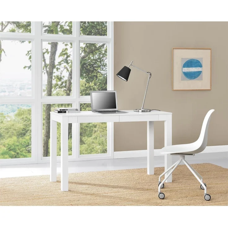 Ameriwood Large Parsons Schreibtisch mit 2 Schubladen, weiß – Bild 2