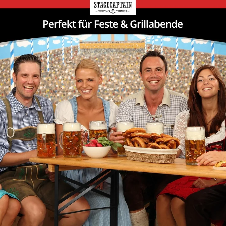 Stagecaptain Bierzeltgarnitur BB-170 NT Hirschgarten Bierzeltgarnitur 170 cm 2x Set, (6-tlg), Bayerisch Sitzen zum Spartarif – Bild 8