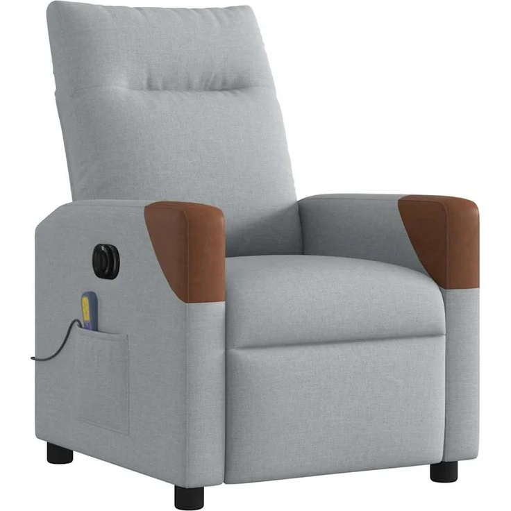 vidaXL Massagesessel Elektrisch Hellgrau Stoff 3323998 – Bild 3