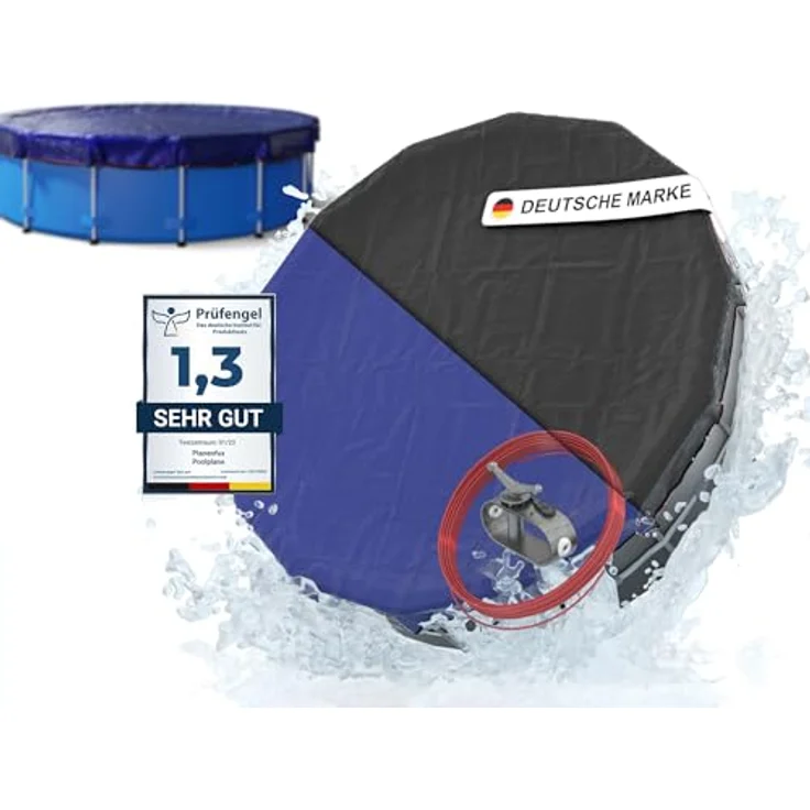 Planenfux® Pool-Abdeckplane Poolplanen rund PE Material - Blau (PARENT), Ø 244 - 280 cm Poolabdeckung rund aus verstärktem 200g/m² PE Material – Bild 2