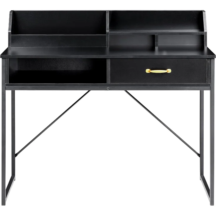 Schreibtisch mit Regalaufsatz ZYRA 110 cm 50 cm Schwarz – Bild 5