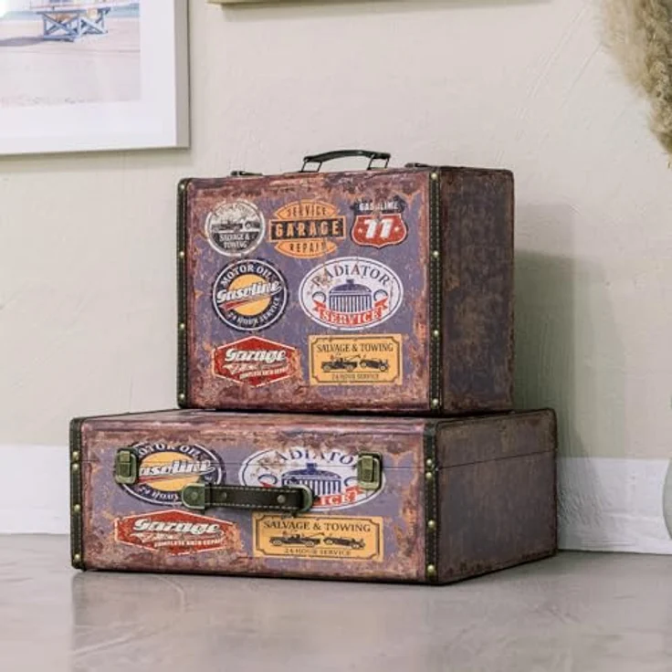 HMF Aufbewahrungsbox Handgefertigter Vintage Koffer aus Holz, Deko Koffer (versch. Größen), Geschenkkoffer im Garagen Design – Bild 10