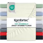 Komfortec Jersey Spannbettlaken 160x200 cm, 100% Baumwolle, Ecru