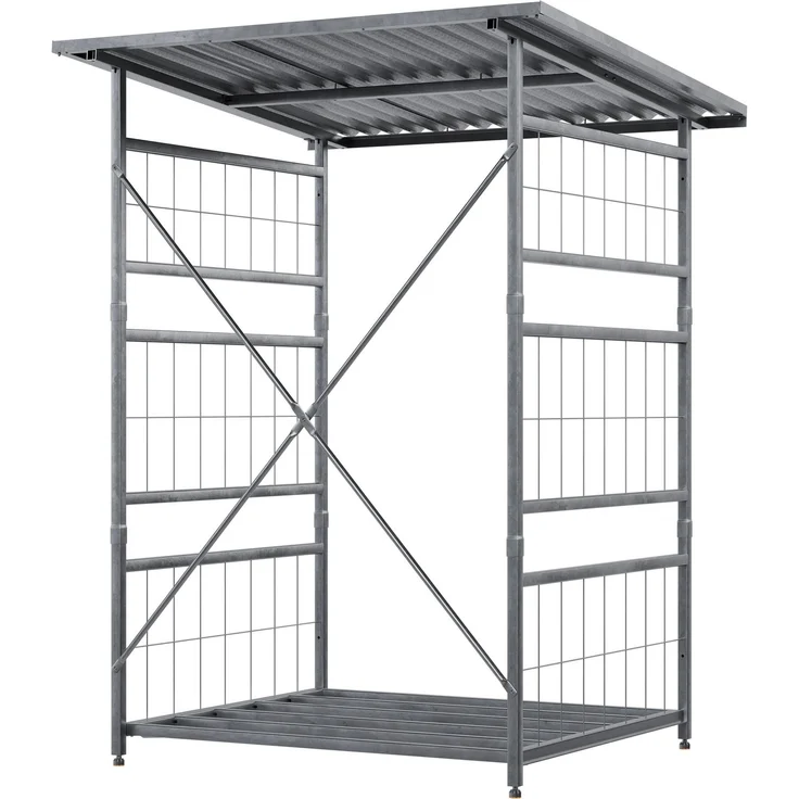 CLP Brennholzregal Macon mit Dach wetterfest Metall verzinkt,Farbe:metall;Set-Inhalt:Brennholzregal – Bild 10