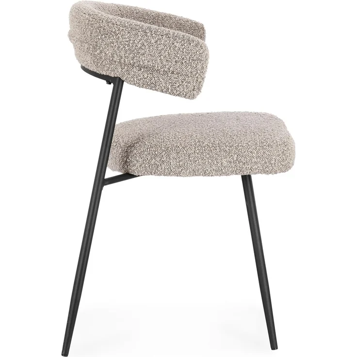 Esszimmerstuhl Amaia 4er-Set aus Boucle, modern gepolstert, grau, Metallgestell schwarz – Bild 2