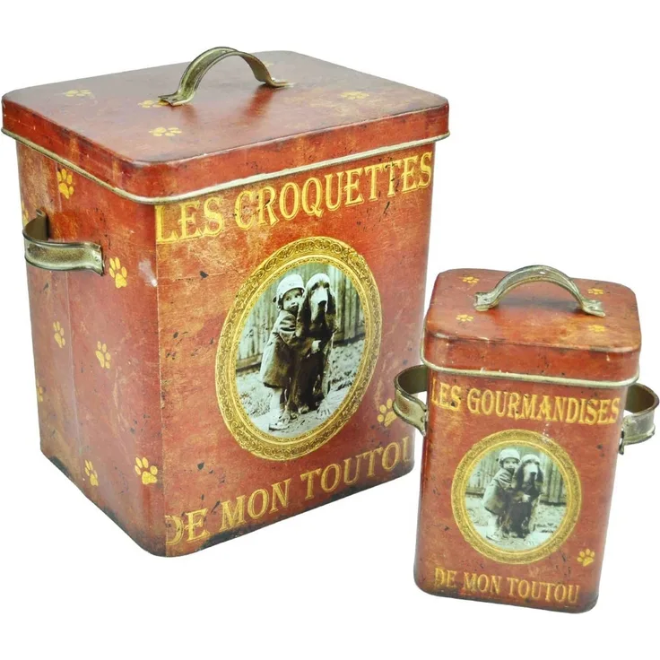 2er Set Antic Line Retro Hundefutter Dosen rot DEC_9947