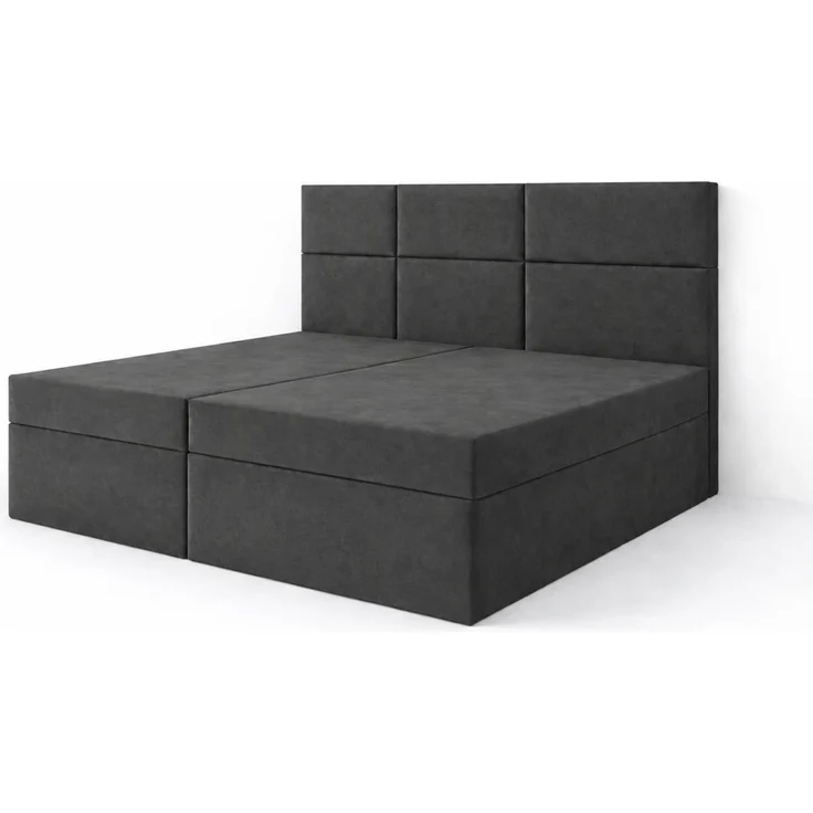 KRISAN MÖBEL Kontinentalbett DREAM2 Dunkelgrau mit 2 Bettkasten und ergonomischem Topper, Bonell-Federkern Matratze, 160 x 200 cm – Bild 1