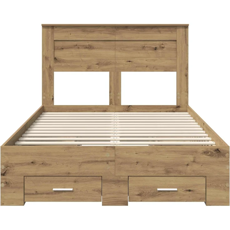 vidaXL Bettrahmen Artisan-Eiche 135 x 190 cm Holzwerkstoff 3410002 – Bild 7