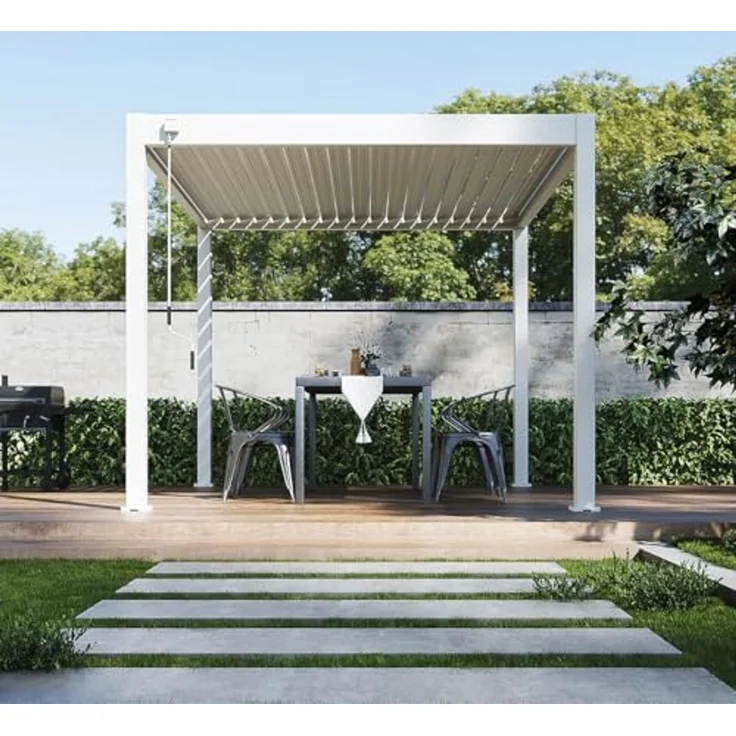 Weide Classic | Aluminium Pavillon | 3x3 M | Lamellendach weiß | Pergola freistehend – Bild 3