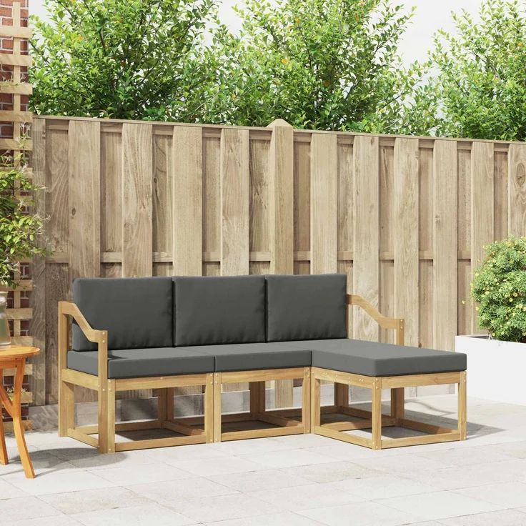 vidaXL Outdoor-Sofagarnitur 4 stk. Weiß und Anthrazit 3387471 – Bild 1