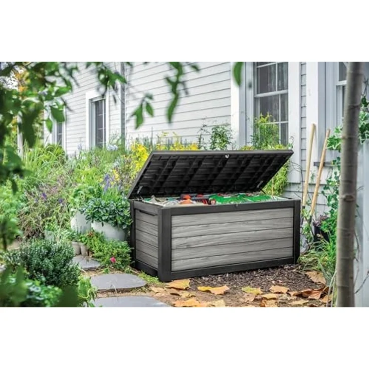 Keter Gartenbox "NORTHWOOD" 623L 157x72x69cm Deckel bis 270kg belastbar, abschließbar – Bild 2